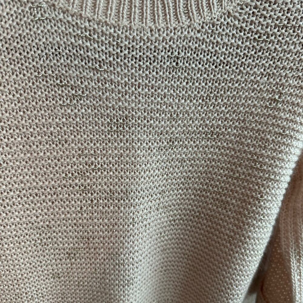 Chicos Size 0 (small) pink gold shimmer super cute cable kit sweater, EUC - Picture 2 of 5